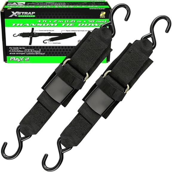 XSTRAP STANDARD 2PK 2'' x 4ft Boat Trailer Transom Straps, 1200 LBS Capacity Securely Moving Straps Adjustable Marine Boat Tie Down with Hooks for Trailer, Jet Ski