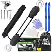 XSTRAP STANDARD 50 Feet Rope Hoist, Heavy-Duty 2000LB Wheel Block and Tackle Pulley System for Lifting Heavy Objects with Work Gloves, 2pcs Soft Loops, 1 Swing Hanger for Garage Warehouse