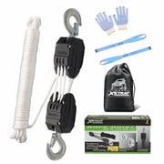 XSTRAP STANDARD Heavy-Duty Block and Tackle Pulley System, 1000 lb Capacity, 51 Lifting Power, 50 ft Rope Hoist with 2 Soft Loops White