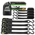 thumbnail image 1 of XSTRAP STANDARD Ratchet Tie Down Straps - 4 Pack - 1" x 15 Ft - 630 Lbs Load Capacity, 1890 Lbs Break Strength - Heavy Duty Cargo Straps for Moving, Appliances, Lawn Equipment, Motorcycles (Black), 1 of 10