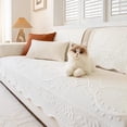 thumbnail image 1 of XSlive Leaf Floral Cotton Quilted Dog Couch Cover for Sofa Farmhouse Rustic Embroidered Sectional Couch Cover Soft Anti-Slip Sofa Slipcover Furniture Protector for Kids, Pets (White,36"x47") C104, 1 of 3