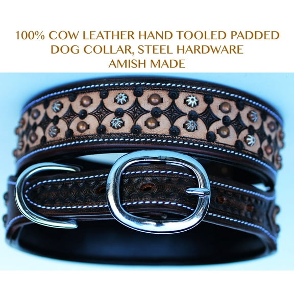 XSmall 9''- 13'' Dog Puppy Collar Genuine Cow Leather Padded Canine  6015
