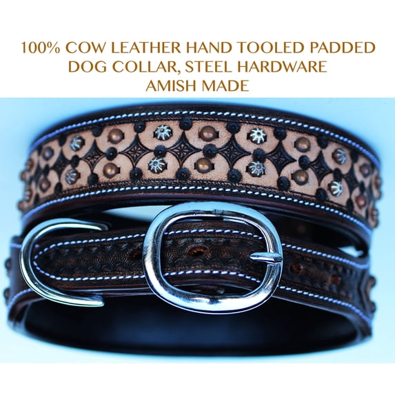 XSmall 9''- 13'' Dog Puppy Collar Genuine Cow Leather Padded Canine 6015