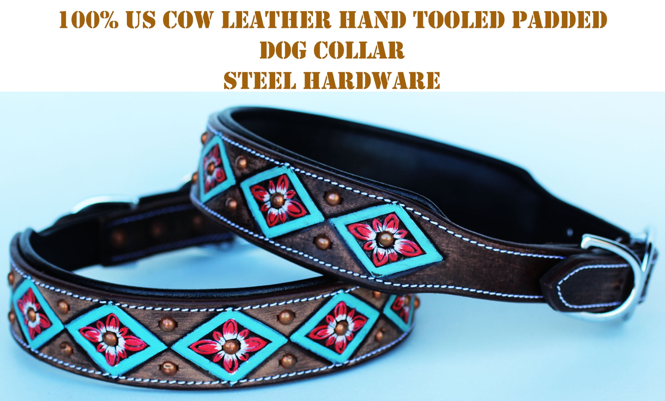 XSmall 9''- 13'' Dog Puppy Collar Genuine Cow Leather Padded Canine  6020TR