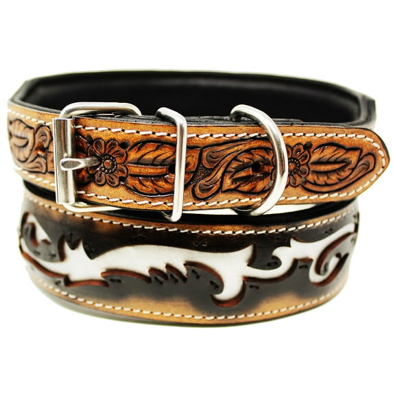 XSmall 9''- 13'' Heavy Duty Padded Leather Dog Collar w/ Tribal Inlay 60FK06
