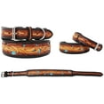 thumbnail image 1 of XSmall 9''- 13''  Padded Leather Hand Crafted Tooled Dog Collar 60FK49, 1 of 4