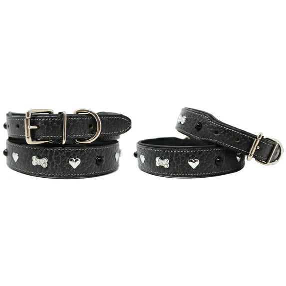 XSmall 9''- 13'' Soft Genuine Leather Padded Dog Puppy Collar 60AA264GY