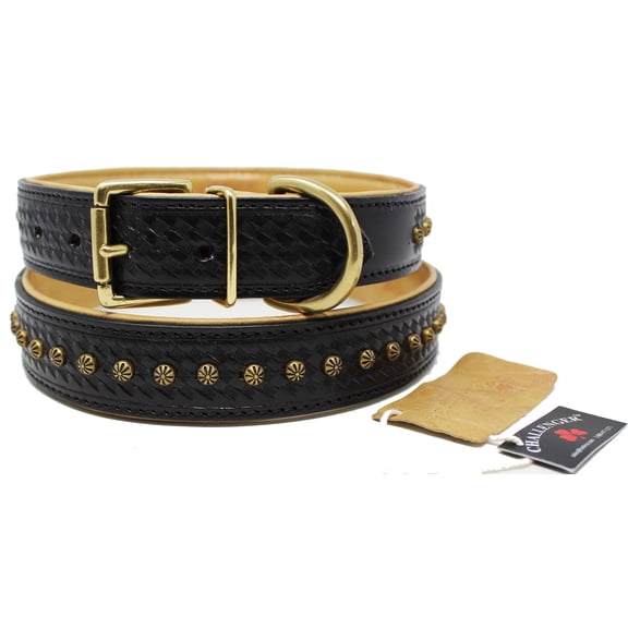XSmall 9''- 13'' Soft Genuine Leather Star Padded Dog Puppy Collar 60AA201BK
