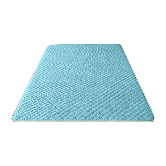 XSmall Cooling Sleeping Mat for Bed Summer Breathable Bed Mat Foldable Tatami Style Quilted Grid Surface Mattress Topper Pad, Sky Blue