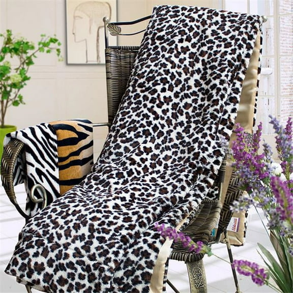 XT-BLK008 Leopard Brown Micro Mink Synthetic Fur Throw Blanket with 14.5 Oz Filling