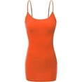 thumbnail image 1 of XT1002L Adjustable Spaghetti Strap Basic Long Cami Tunic Tank Top Plus Size Orange 3XL, 1 of 5