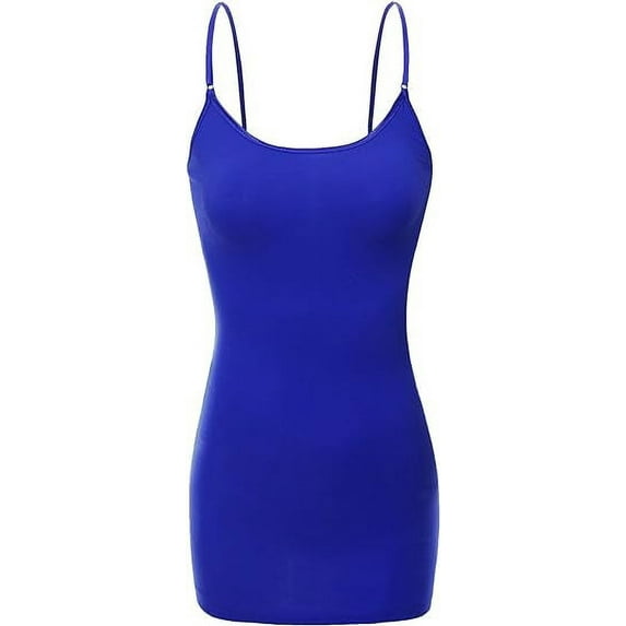 XT1002L Adjustable Spaghetti Strap Basic Long Cami Tunic Tank Top Plus Size Royal XL