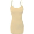 thumbnail image 1 of XT1002L Adjustable Spaghetti Strap Basic Long Cami Tunic Tank Top Plus Size Taupe XL, 1 of 5