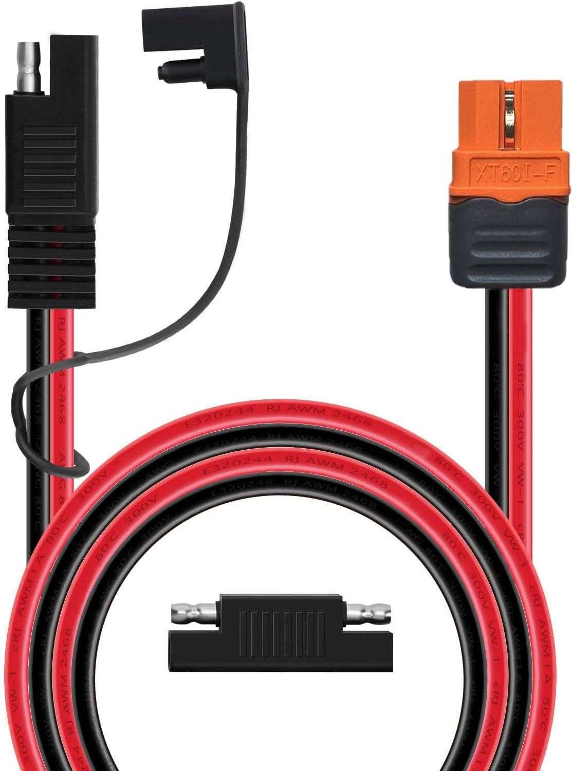 XT60i to SAE Adapter 10AWG Solar Charging Cable XT60i-F Extension Cable with SAE Reverse Adapter Compatible for Ecoflow Solar Generator Portable Power Station 1.5M