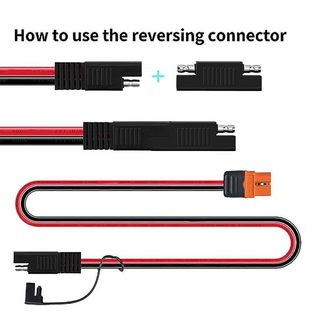 XT60i to SAE Adapter 10AWG Solar Charging Cable XT60i-F Extension Cable with SAE Reverse Adapter Compatible for Ecoflow Solar Generator Portable Power Station 1.5M