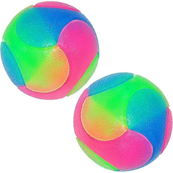 XTEILC 2 pcs Light Up Dog Balls Flashing Elastic Ball Glow in The Dark Interactive Pet Toys for Puppy, Cats, Dogs