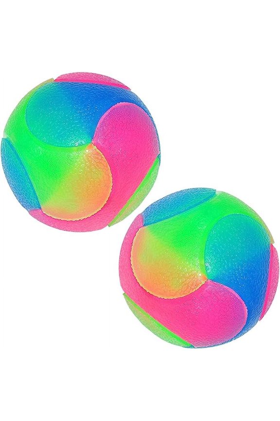 XTEILC 2 pcs Light Up Dog Balls Flashing Elastic Ball Glow in The Dark Interactive Pet Toys for Puppy, Cats, Dogs