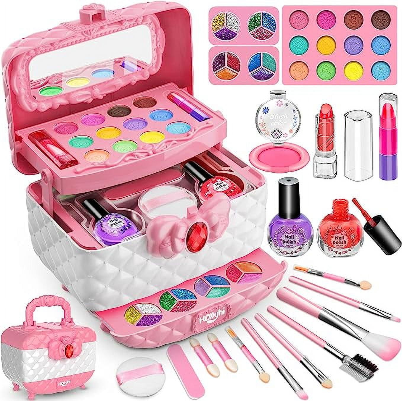 XTEILC 41 Pcs Kids Makeup Kit for Girl, Washable Girls Makeup Kit Toys ...