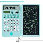 XTEILC Calculator with Notepad,12 Digit Large Display Office Desk Calcultors,Dual Power Rechargeable and Solar 2 in1 Multi Function Calculator,Suitable for Office,School,Home and Business use (Cyan)