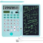 XTEILC Calculator with Notepad,12 Digit Large Display Office Desk Calcultors,Dual Power Rechargeable and Solar 2 in1 Multi Function Calculator,Suitable for Office,School,Home and Business use (Cyan)