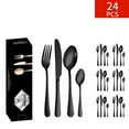 thumbnail image 1 of XTEILC Silverware Set Flatware Set Stainless Steel Dinnerware Set for 6, 24-Piece Cutlery Set, Black, 1 of 8