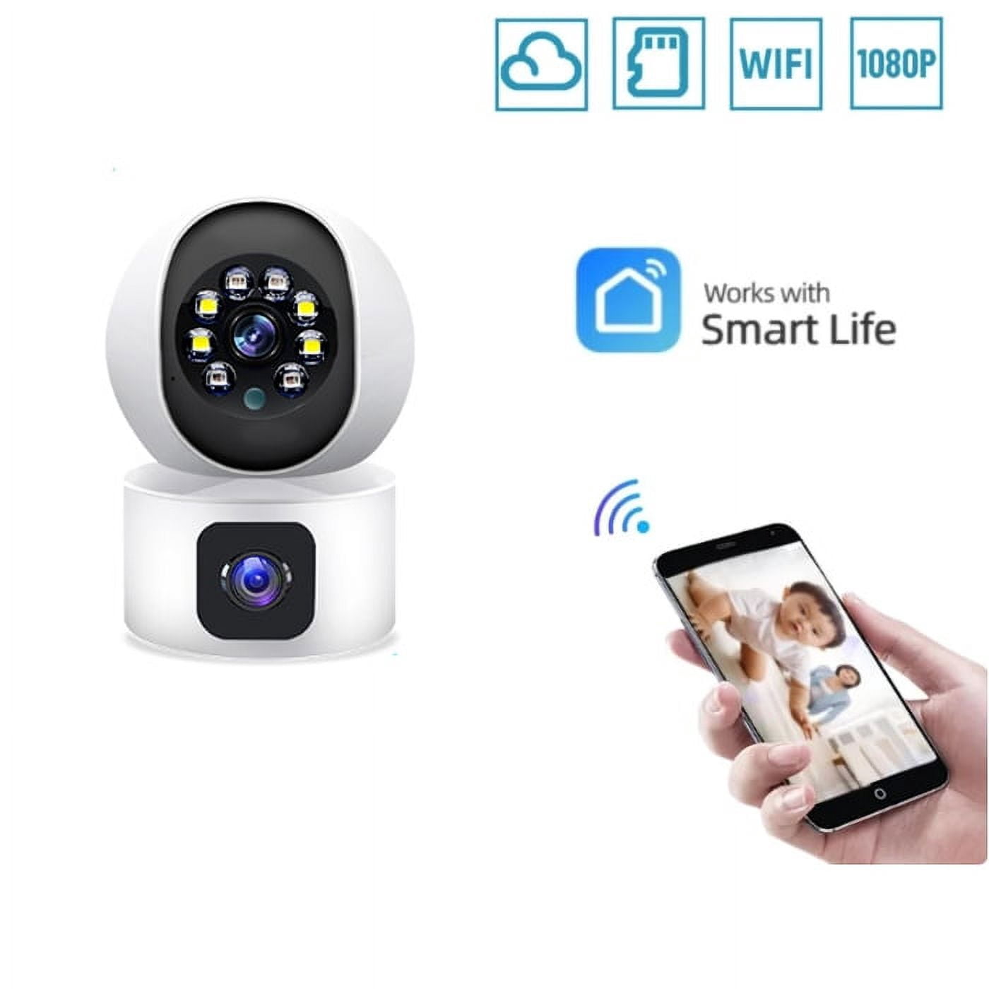 XTEILC Wireless Home Security 1080P 3MP Indoor Motion Detection, Night Vision Camera, White