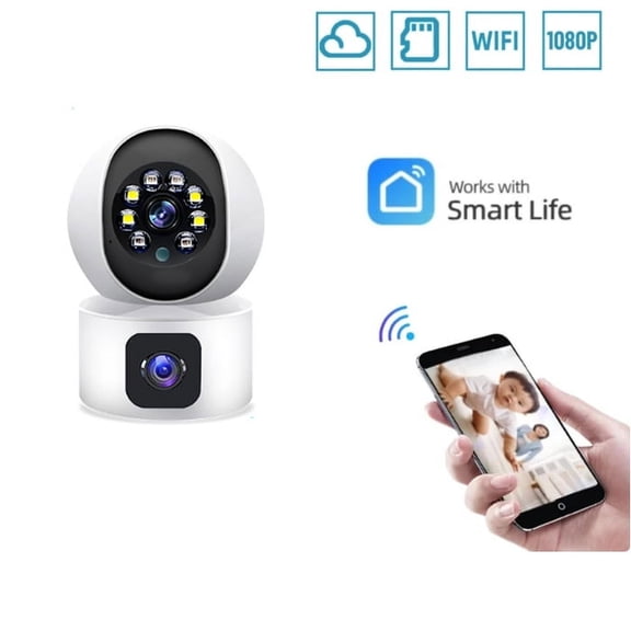 XTEILC Wireless Home Security 1080P 3MP Indoor Motion Detection, Night Vision Camera, White