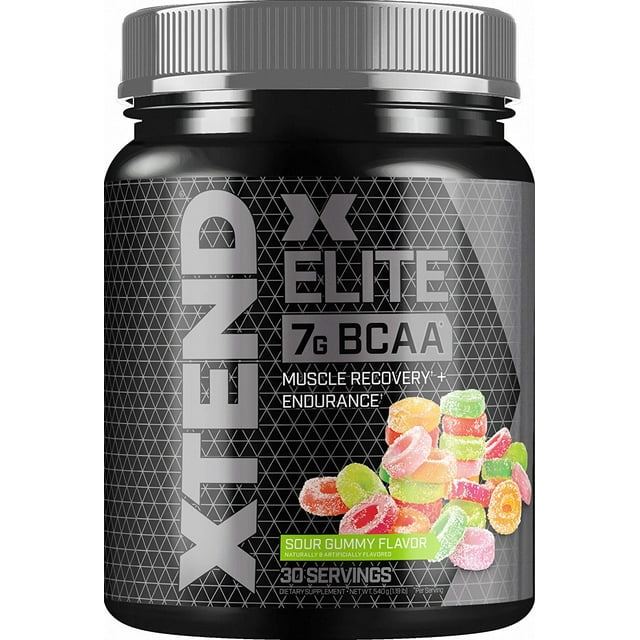 XTEND Elite BCAA Powder Sour Gummy Sugar Free Post Workout Muscle Recovery Drink with Amino