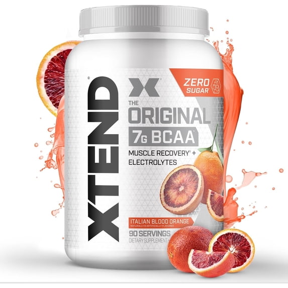 XTEND Original BCAA Powder, Sugar Free Post Workout Muscle Recovery Drink with Amino Acids and 7g BCAAs, Italian Blood Orange Flavor, 90 Servings