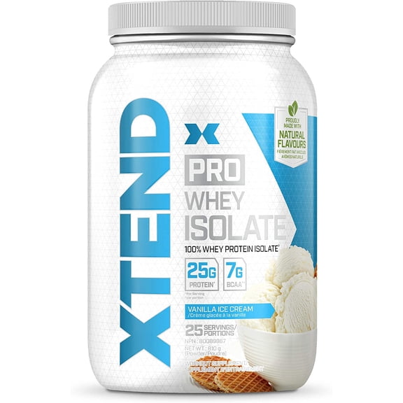 XTEND Pro Vanilla Ice Cream Protein Powder | 100% Whey Isolate | Keto-Friendly | 7g BCAAs | Gluten-Free | 1.8lbs