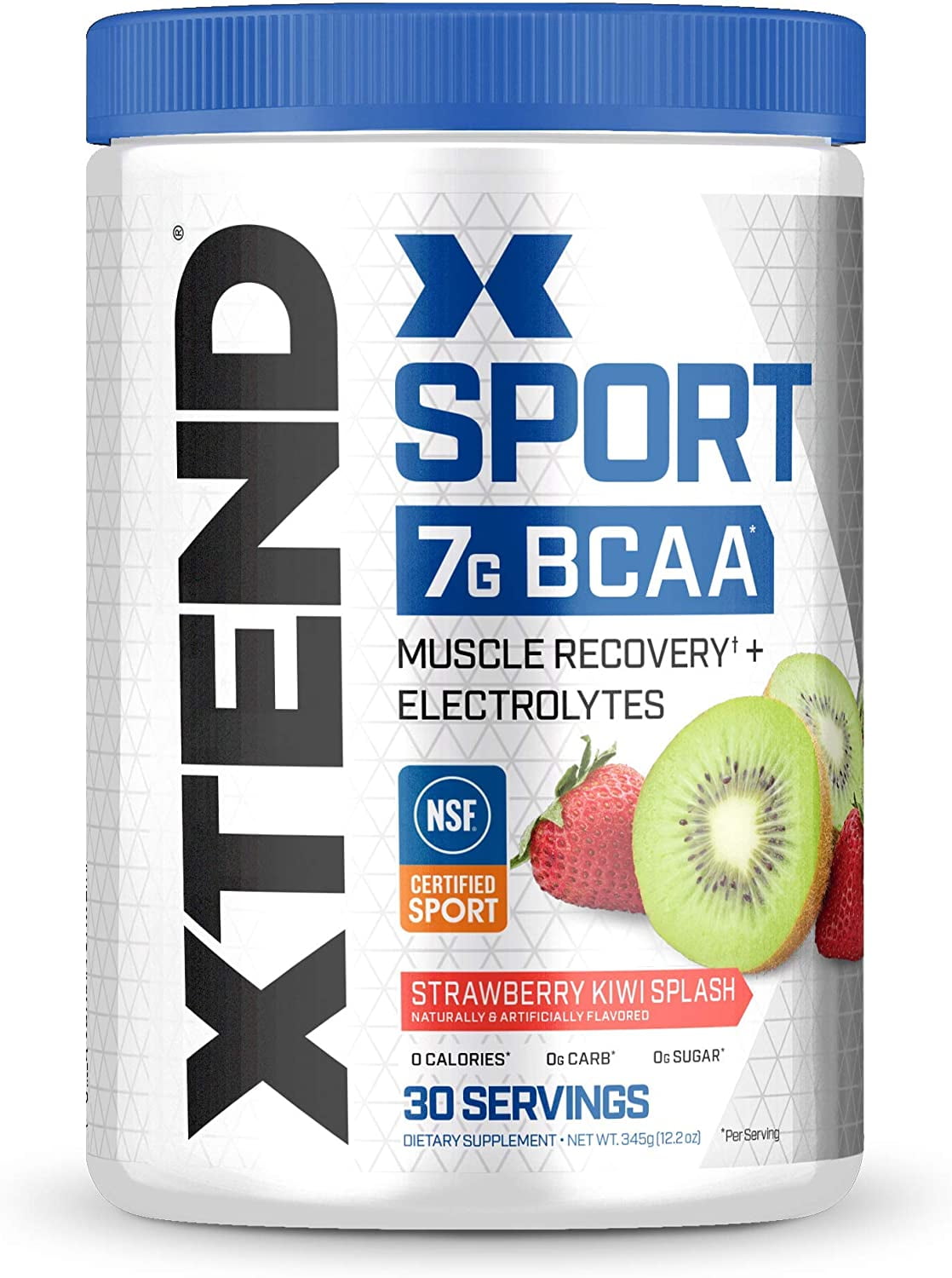 XTEND Sport 7G BCAA Powder, Strawberry Kiwi Splash Flavor, Zero Sugar, 30 Servings