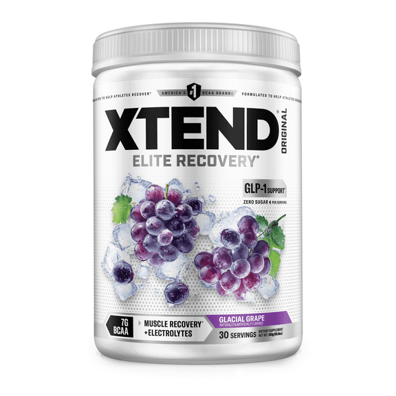 XTEND Original BCAA Powder, Sugar Free Post Workout Muscle Recovery Drink with Amino Acids and 7g BCAAs, Glacial Grape Flavor, 30 Servings