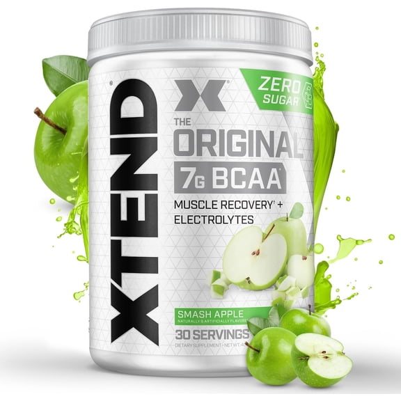 XTEND Original BCAA Powder, Sugar Free Post Workout Muscle Recovery Drink with Amino Acids and 7g BCAAs, Smash Apple Flavor, 30 Servings