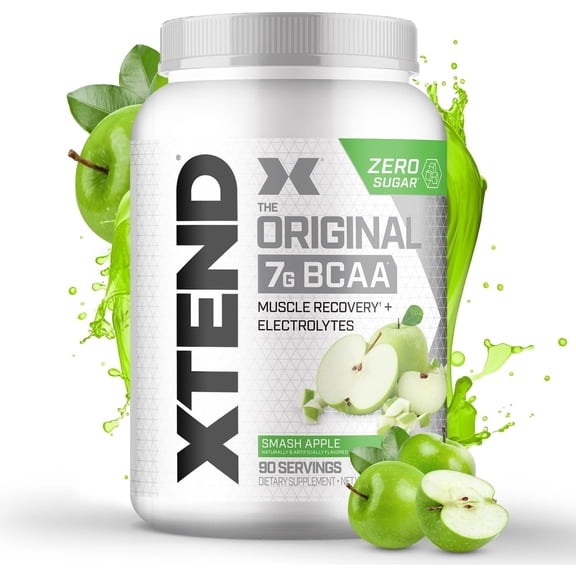 XTEND Original BCAA Powder, Sugar Free Post Workout Muscle Recovery Drink with Amino Acids and 7g BCAAs, Smash Apple Flavor, 90 Servings