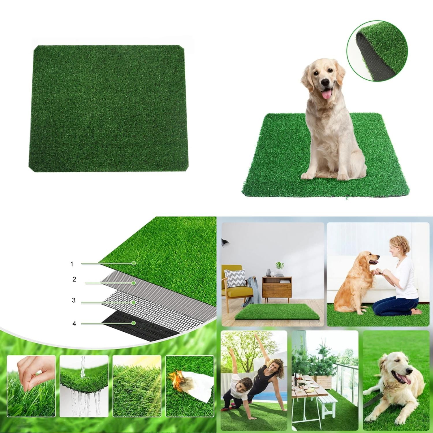 XTEURHD Dog Toilet Mat Indoor Potty Pad Grass Puppy Training Grass ...