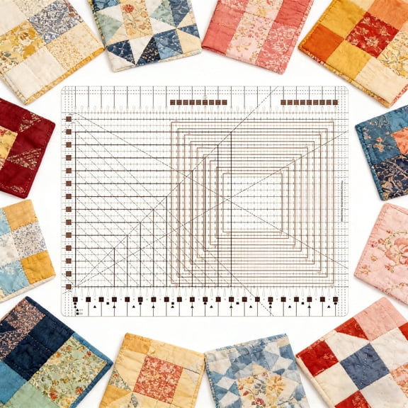 XTLGS Slotted Quilting Ruler, Non-Slip Grip, Acrylic, 17-3/4in x 22in