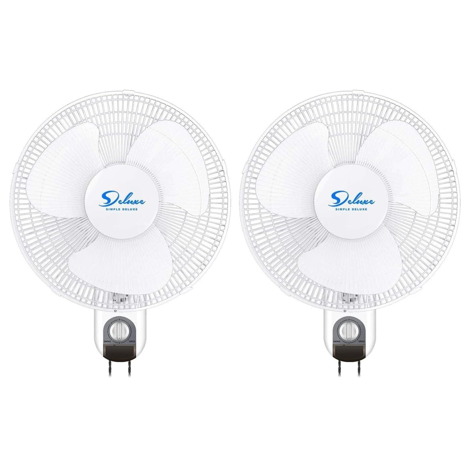 White 16-inch Metal Oscillating Wall Fan with Adjustable Tilt (2 Pack)