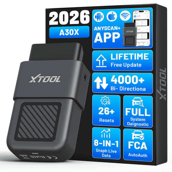 XTOOL A30X OBD2 Scanner Bluetooth Diagnostic Tool, All System Car Code Reader with Bidirectional Active Test, 26+ Service Functions, FCA AutoAuth, Lifetime Free Updates for iOS Android