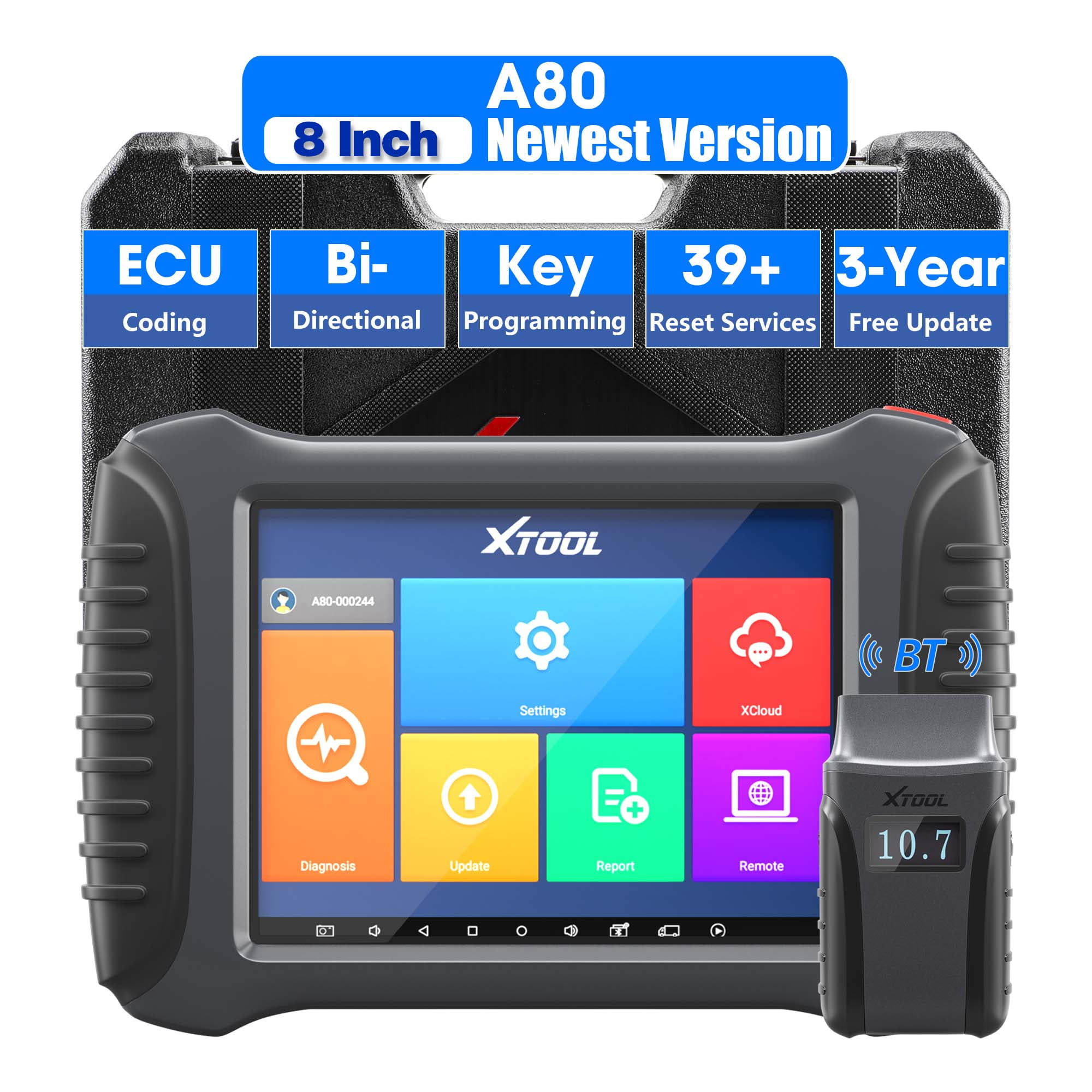 XTOOL A80 Automotive Diagnostic Scan Tool, BiDirectional Bluetooth Auto Car Scanner, 39