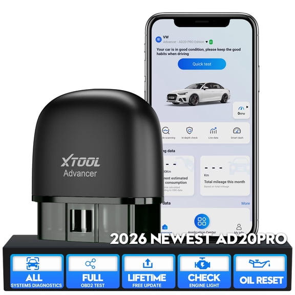 XTOOL Advancer AD20 Pro Wireless OBD2 Scanner Bluetooth Diagnostic Tool, AI-Assisted Car Code Reader for iPhone & Android, All System Scan Tool with Free Updates
