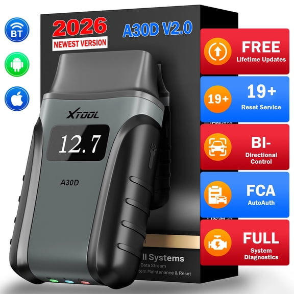 2026 XTOOL Anyscan A30D Wireless OBD2 Scanner Bluetooth Automotive Diagnostic Tool Bidirectional Scan Tool Engine Code Reader 19 Resets Free Update