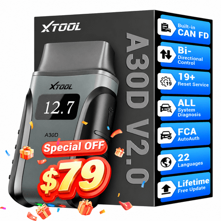XTOOL A30D V2.0 Wireless OBD2 Scanner Bluetooth Bidirectional Scan Tool Engine Code Reader 19 Resets Free Update