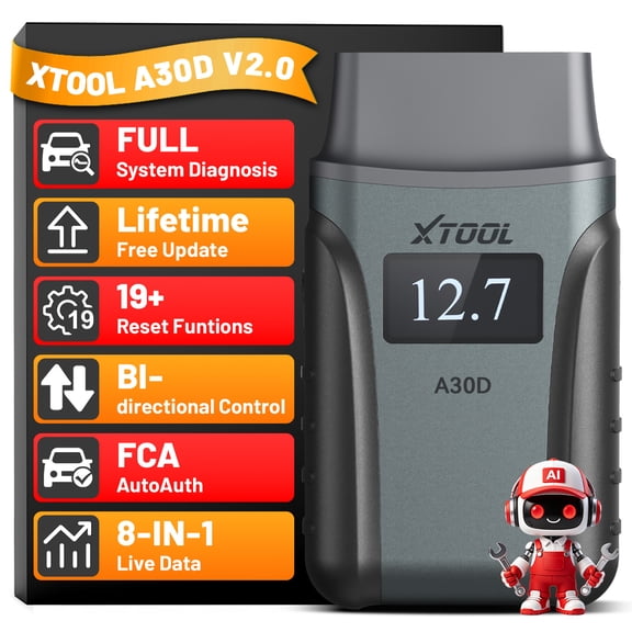 XTOOL A30D V2.0 Wireless OBD2 Scanner Bluetooth Bidirectional Scan Tool Engine Code Reader 19 Resets Free Update
