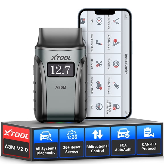 2026 XTOOL Anyscan A30M v2.0 Wireless OBD2 Scanner Bluetooth Bidirectional Scan Tool Engine Code Reader 26 Resets Crank Sensor Relearn Free Updates