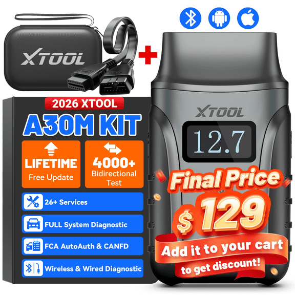 XTOOL Anyscan A30M Wireless OBD2 Scanner Kit Code Reader for Car, Bidirectional Scan Tool with 26 Resets, Full System Diagnostic Tool for iOS & Android, FCA AutoAuth, Free Updates