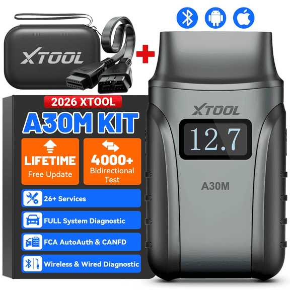 XTOOL Anyscan A30M Wireless OBD2 Scanner Kit Code Reader for Car, Bidirectional Scan Tool with 26 Resets, Full System Diagnostic Tool for iOS & Android, FCA AutoAuth, Free Updates