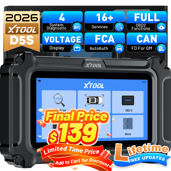 2026 XTOOL D5S OBD2 Scanner Diagnostic Tool Car Code Reader for Cars & Trucks with 16 Resets, Crank Sensor Relearn,  Free Updates