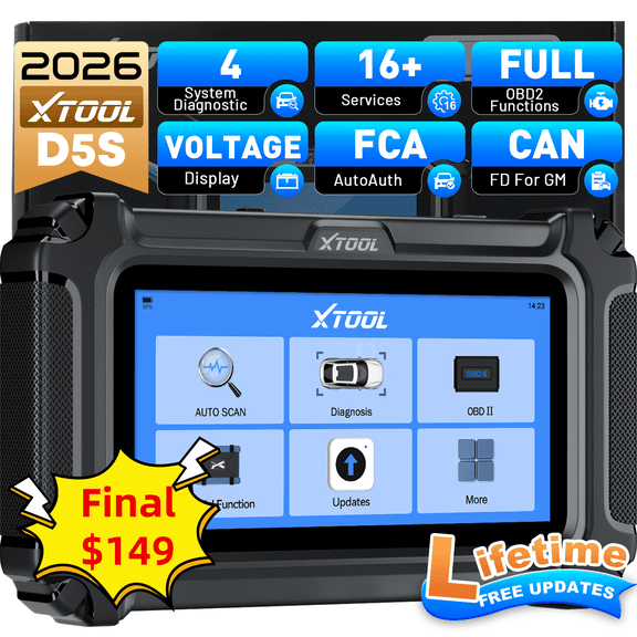 2026 XTOOL D5S OBD2 Scanner Diagnostic Tool Car Code Reader with 16 Resets, Crank Sensor Relearn,  Free Updates