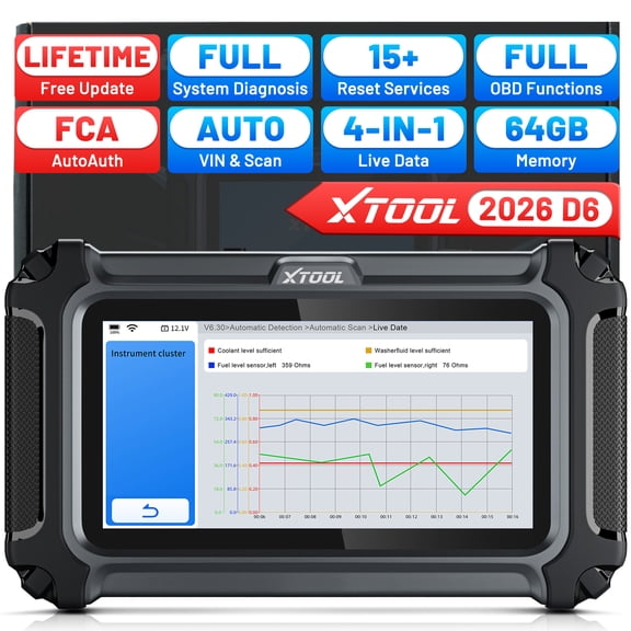 XTOOL D6 OBD2 Scanner Diagnostic Tool Full System Car Code Reader with Lifetime Free Updates 15 Resets Crank Sensor Relearn, Upgrade Ver. of XTOOL D5/D5S