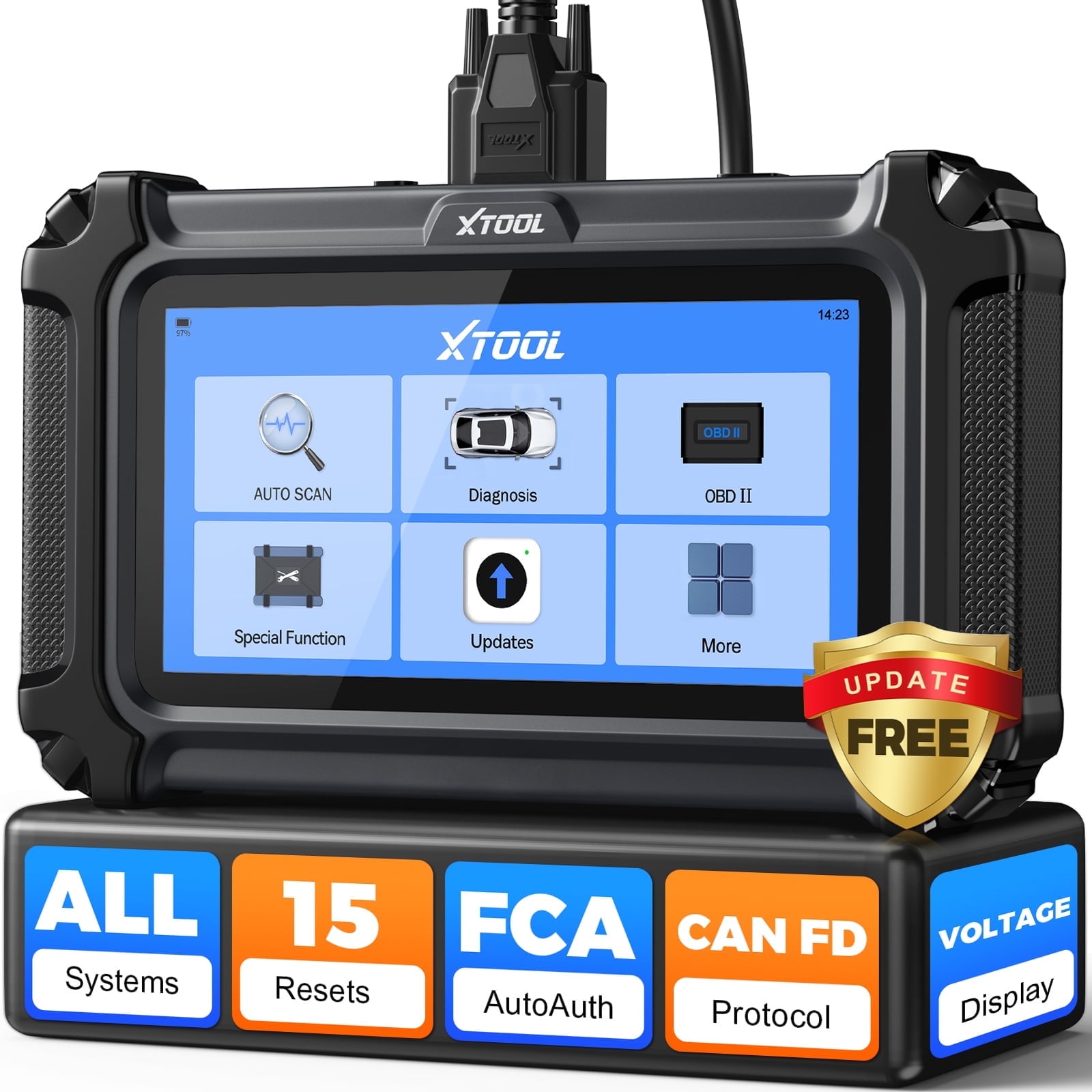 XTOOL D6 OBD2 Scanner All System Scan for Car with Free Updates, 15 Resets, Throttle Body Relearn, ABS Bleed, FCA AutoAuth & CAN FD, Upgrade Ver. of XTOOL D5/D5S
